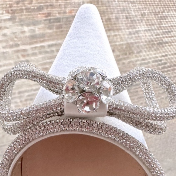 🌺MACH & MACH🌺 Double Bow Satin Flats in White Size: 37.5 - Picture 12 of 17